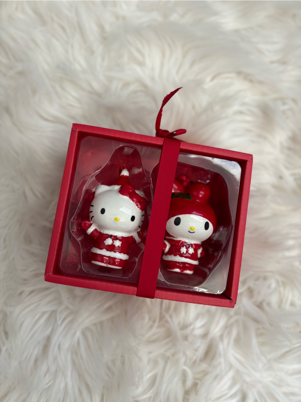Sanrio Red Hello Kitty & My Melody Christmas Ornament Set NEW nwt nib
